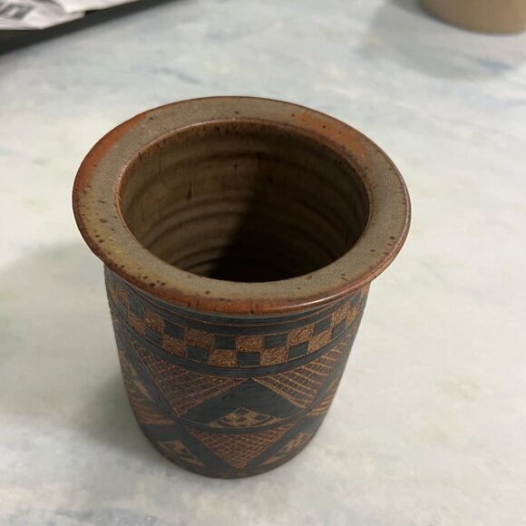 1992 Artisan Vase Deborah DD Tinsman Tribal Ceramic Sgraffito Pottery Art VTG - Picture 4 of 14